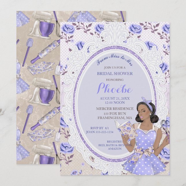 Convites Dona de Casa Retro Vintage Anos 50 Chuveiro de Noi (Frente/Verso)