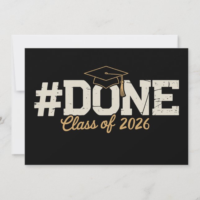 Convites Done Class Of 2026 Gold Graduation Graduate (Frente)