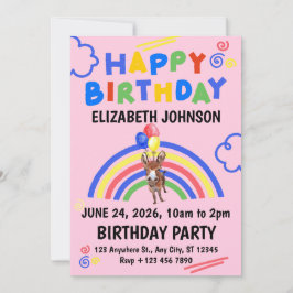 Convites Donkey Birthday Party Invitation Pink