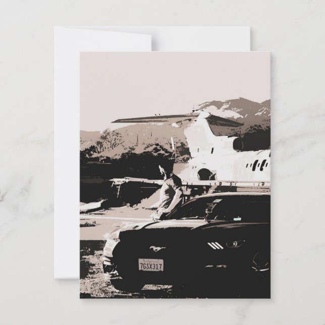 Convites Dono de Mustang esperando arte| presente para trab (Frente)