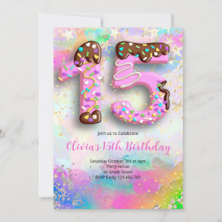 Convites Donut 15th Birthday Girls Invitation