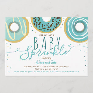 Convites Donut Baby Sprinkle Azul Menino Doughnut Sprinkle