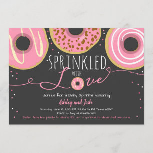 Convites Donut Baby Sprinkle Rosa Menina Doughnut Sprinkle