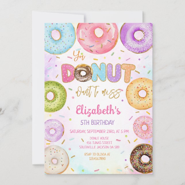 Convites Donut Birthday Party Invitation (Frente)