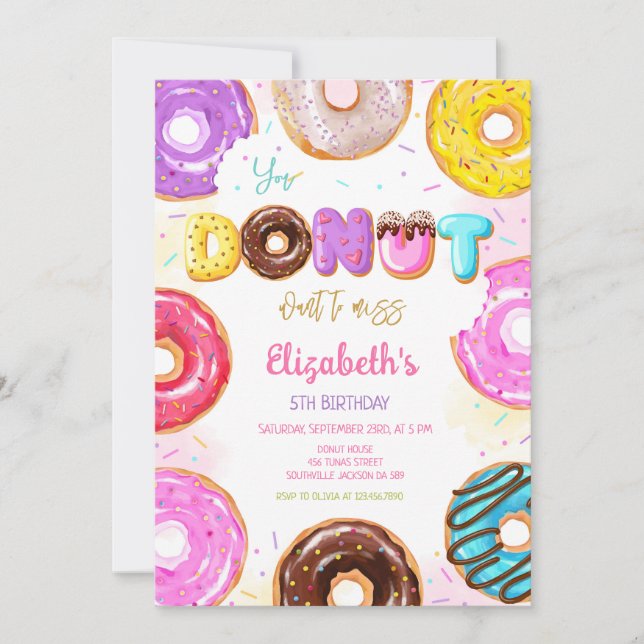 Convites Donut Birthday Party Invitation (Frente)