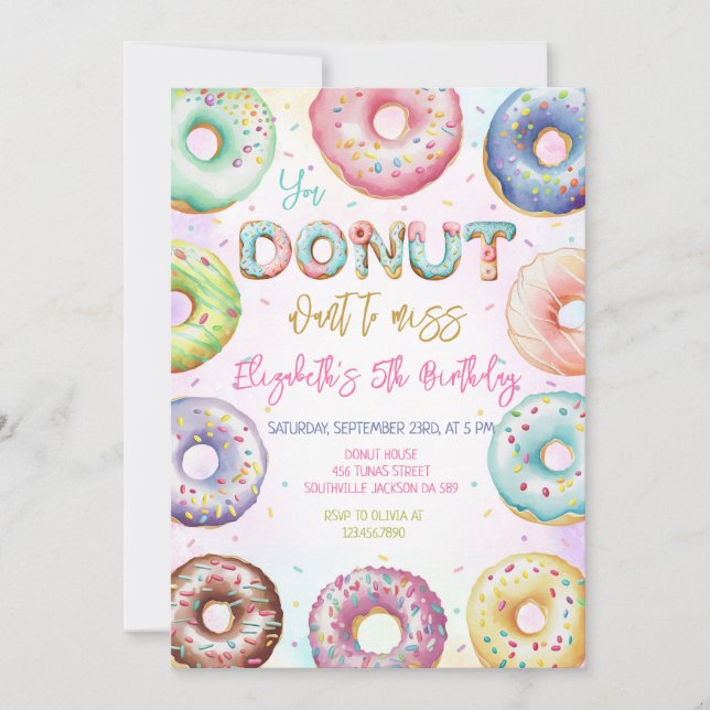 Convites Donut Birthday Party Invitation (Frente)