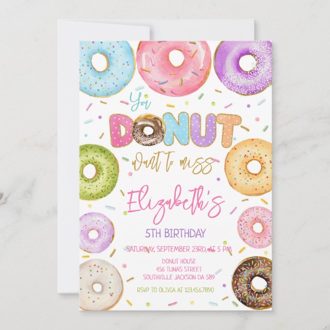 Convites Donut Birthday Party Invitation (Frente)
