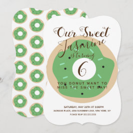 Convites Donut de Aniversário com Glitter Abóbora Verde de 