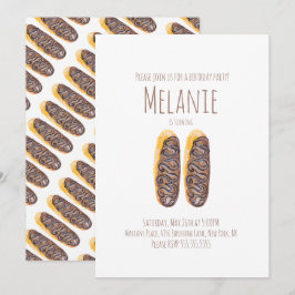 Convites Donut de Aquarela Aniversário de 11 anos Éclairs D