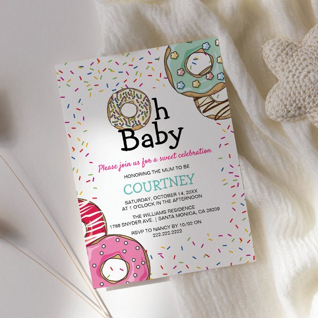 Convites Donut Fofo & Confeitos Oh Bebê | Chás de Bebê (Criador carregado)