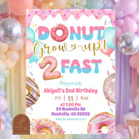 Donut Pastel Rosa Cresça Rápido Segundo Aniversári