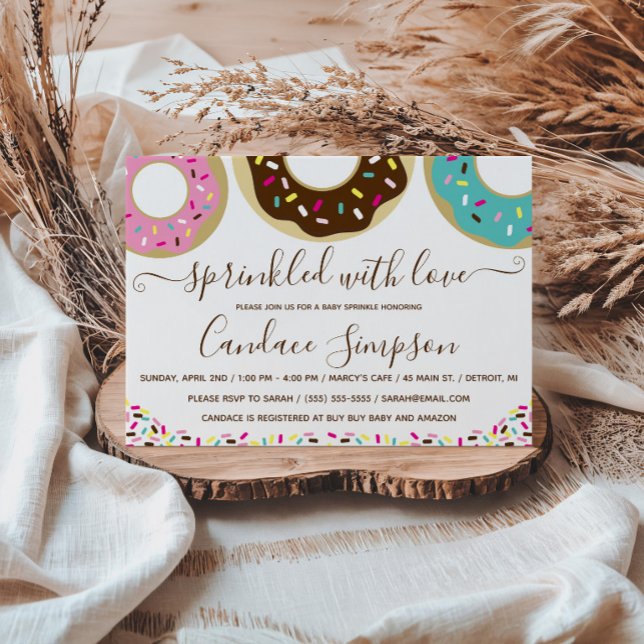 Convites Donut Polvilhado Com Amor Baby Sprinkle (Criador carregado)