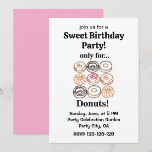 Convites Donut Rosquinha Divertido Aniversário Doce