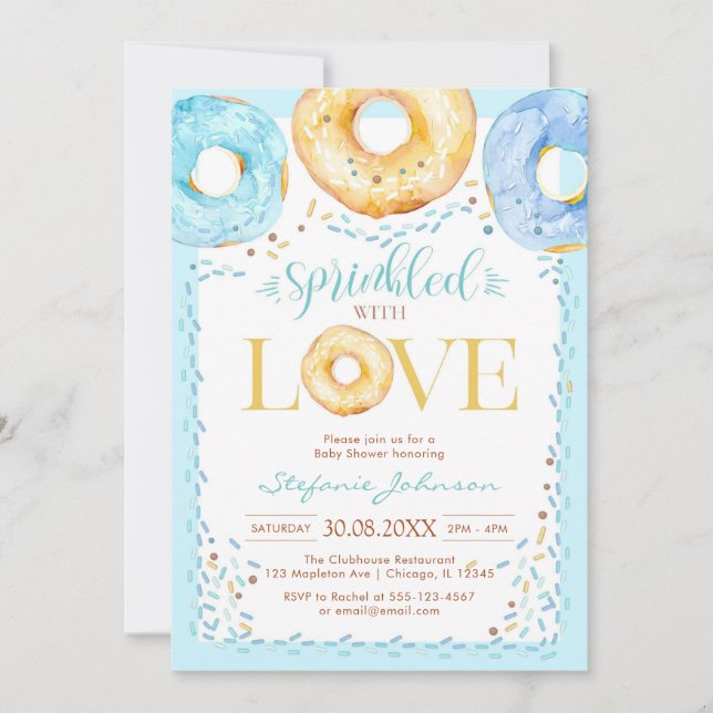 Convites Donut Sprinkled with Love Baby Shower Invitation (Frente)