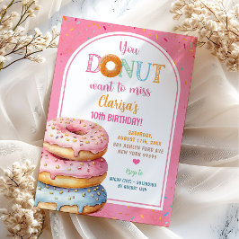 Convites Donuts Coloridos Rosa Pastel Polvilhados Aniversár