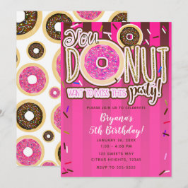 Convites Donuts com Glacê Rosa e Marrom e Confeitos Moderno