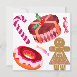 Convites Donuts com Glacê Rosa Meninas de Pão de Mel Bengal