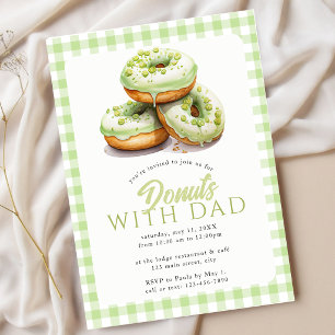 Convites Donuts Com o Papai Evento Escolar Xadrez Verde