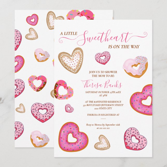 Convites Donuts de valentine do pequeno amorzinho (Frente/Verso)