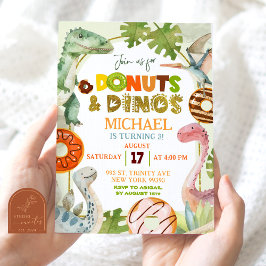 Convites Donuts e Dinossauros do Menino Dinossauro Festa de