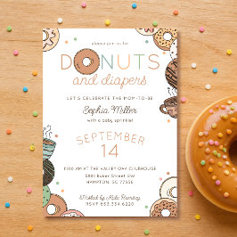 Convites Donuts e Fraldas Celebração de Bebê Menino