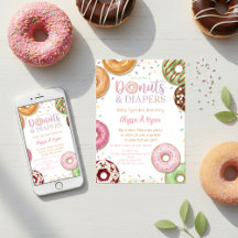 Donuts e Fraldas Chá de Bebê Sprinkle Pastel