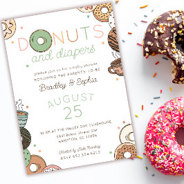 Convites Donuts e Fraldas Chás de Bebê para Casais