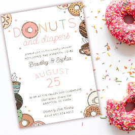 Convites Donuts e Fraldas Chuveiro de Bebê Menina Casais