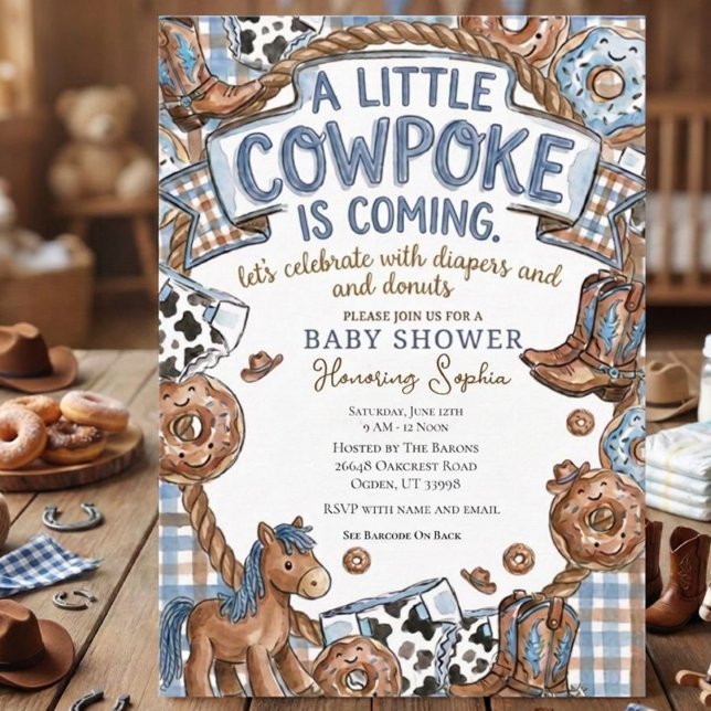 Convites Donuts E Fraldas Cowboy  (Criador carregado)