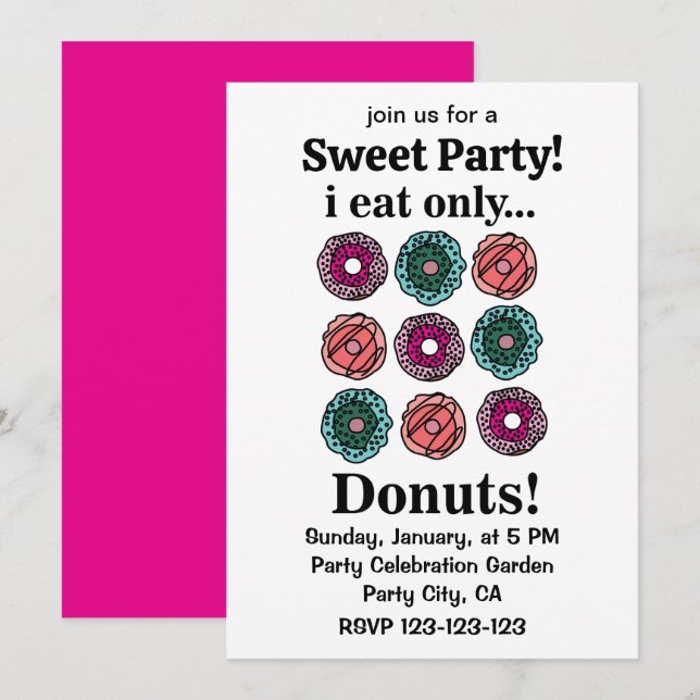 Convites Donuts Eu Como Apenas Donuts (Frente/Verso)