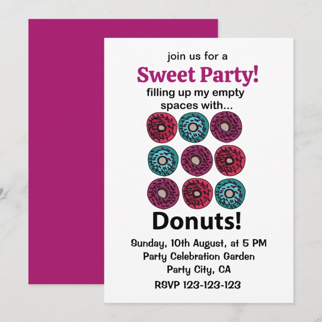 Convites Donuts Preenchendo Meus Espaços Vazios Com Donuts (Frente/Verso)