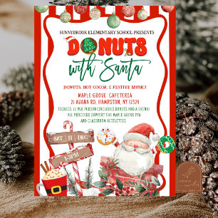 Convites Donuts Verdes e Vermelhos com Papai Noel