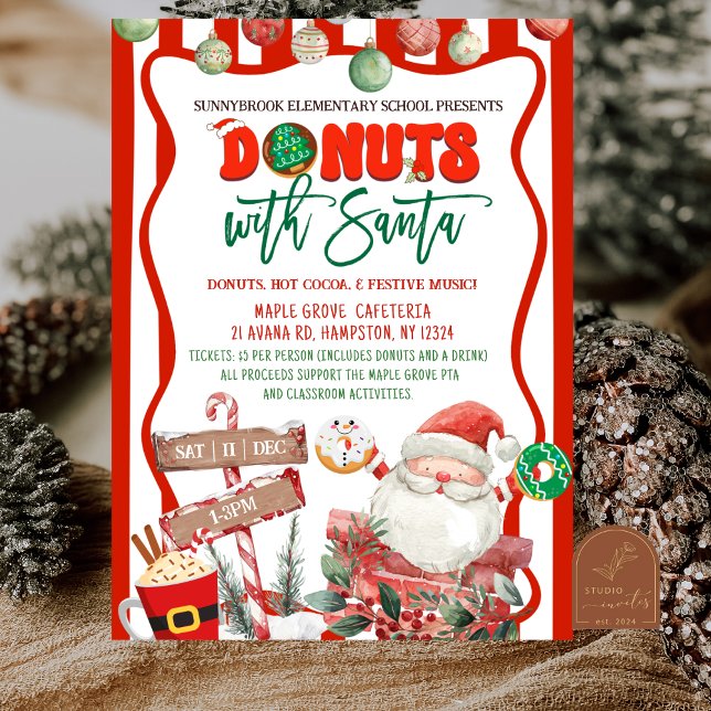 Convites Donuts Verdes e Vermelhos com Papai Noel (Criador carregado)