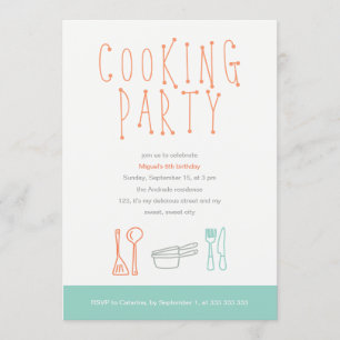 Convites Doodle 6o dos utensílios da cozinha do aniversár