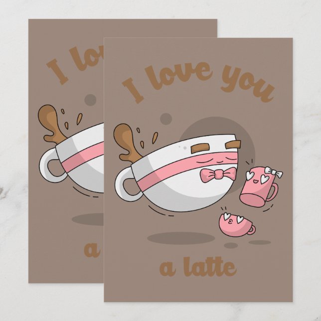 Convites Doodle Art Latte Art Coffee Cute Cartoon Art (Frente/Verso)