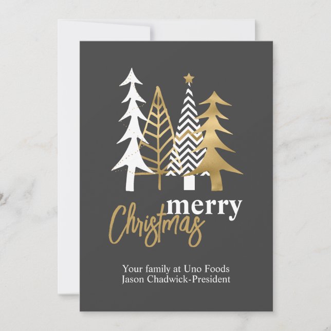 Convites Doodle Art Trees Cinza Natal (Frente)