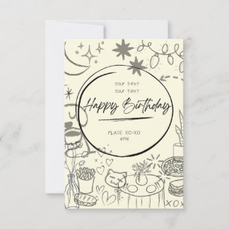 Convites Doodle Birthday Invitation - Cute & Cozy