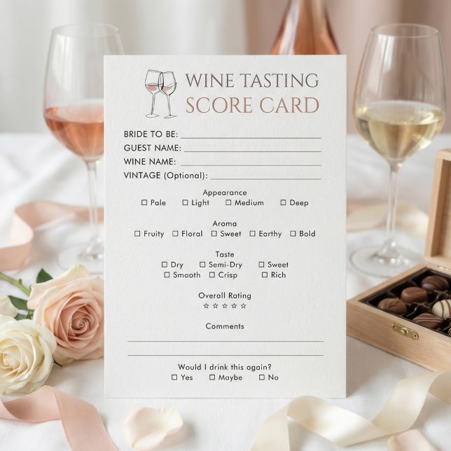 Convites Doodle Bridal Shower Wine Tasting Score Card (Criador carregado)