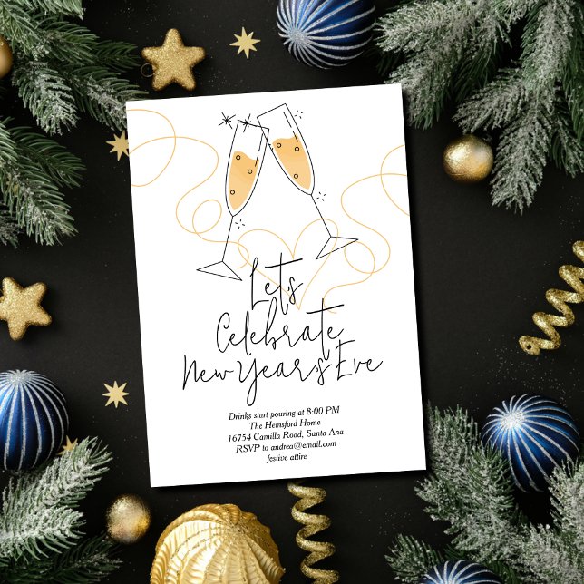 Convites Doodle Celebration New Year's Eve (Criador carregado)