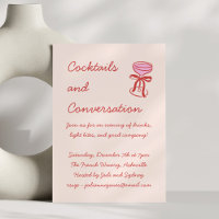 Doodle de Cocktail Divertido Manuscrito Vermelho R