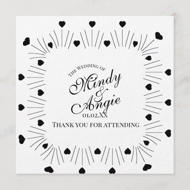 Convites Doodle Hearts Frame Script Wedding (Frente)
