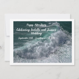 Convites Doodle hearts, ocean photo, and love