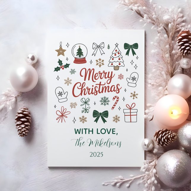 Convites Doodle Line Art Christmas (Criador carregado)