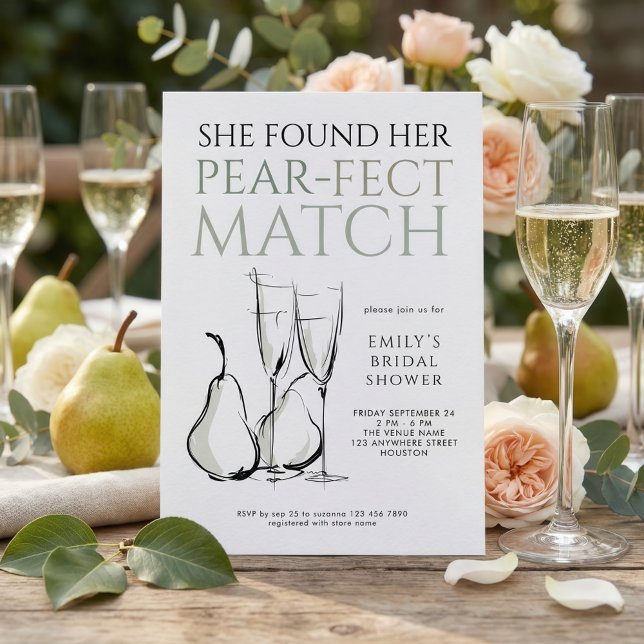 Convites Doodle Pear-fect Match Bridal Shower (Criador carregado)