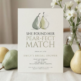 Convites Doodle Pears Pear-fect Match Bridal Shower