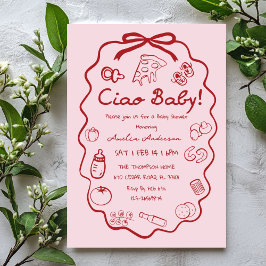 Convites doodle Pizza Italian Ciao Baby Shower Invitation