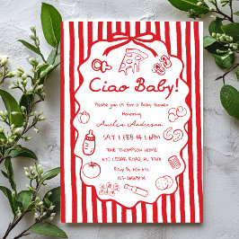 Convites doodle Pizza Italian Ciao Baby Shower Invitation