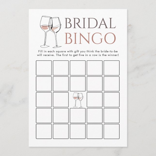 Convites Doodle Wine Bingo Bridal Shower Game card (Frente)