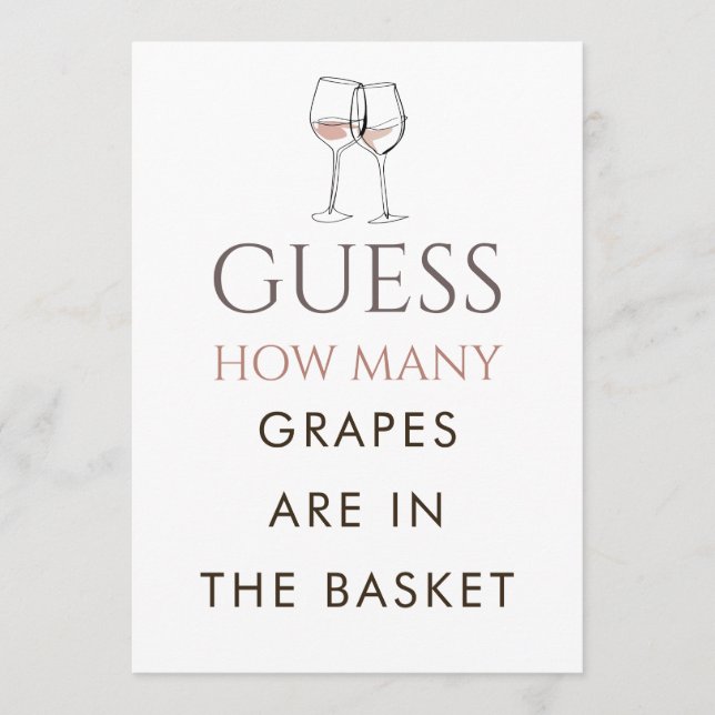 Convites Doodle Wine Guess How Many Game Bridal Shower Card (Frente)