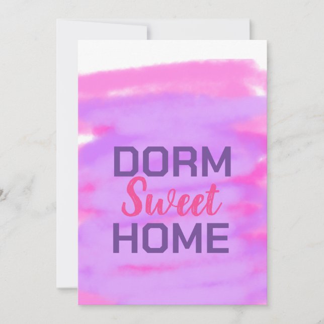 Convites Dorm sweet dorm rosa texto aquarela roxa (Frente)